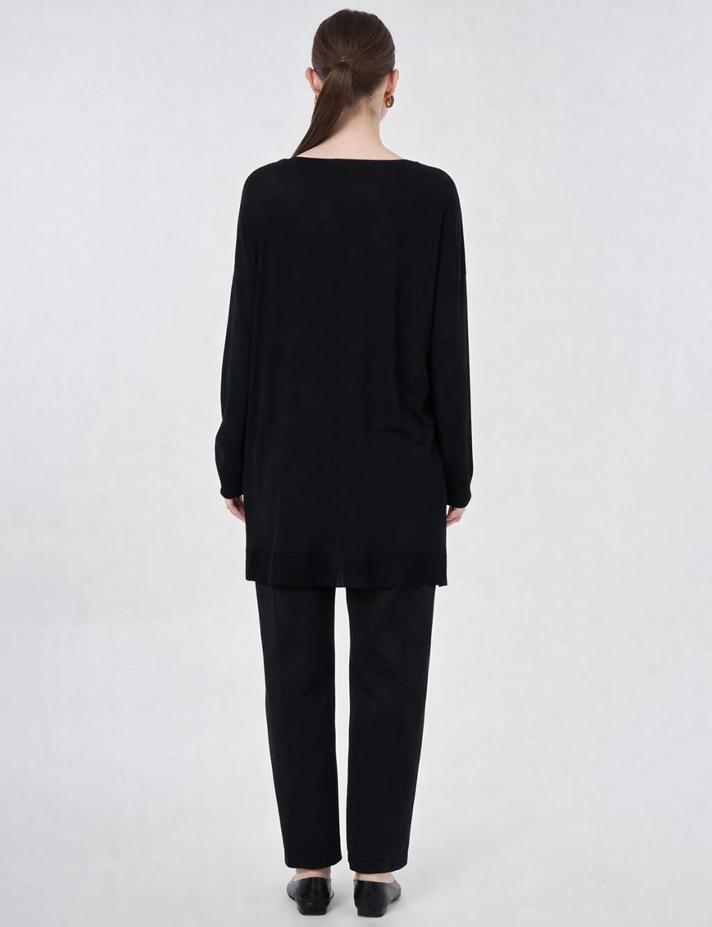 Hotfix Printed Knitted Tunic Black