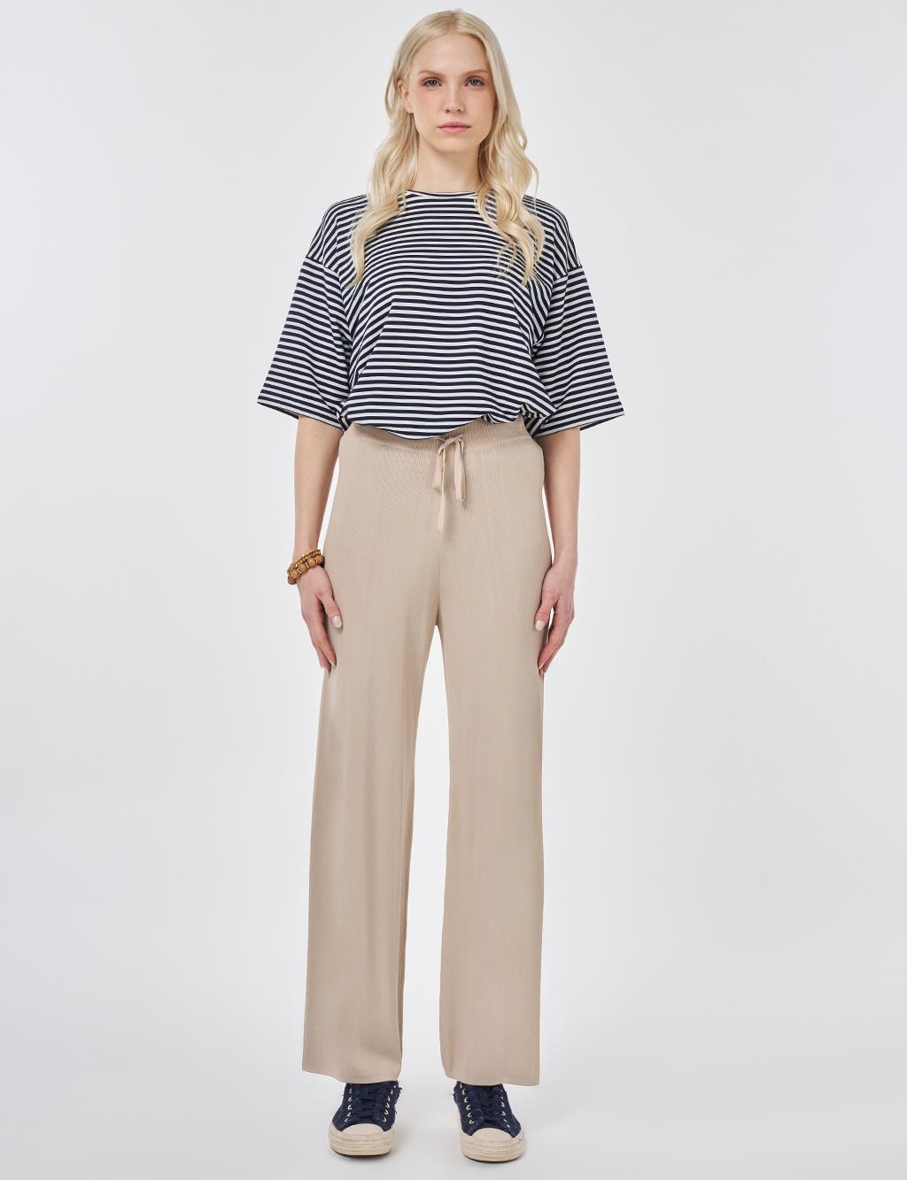 Relaxed Fit Knitted Trousers Stone