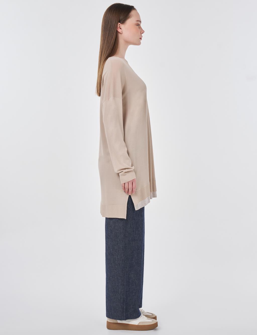 Hotfix Printed Knitted Tunic Stone