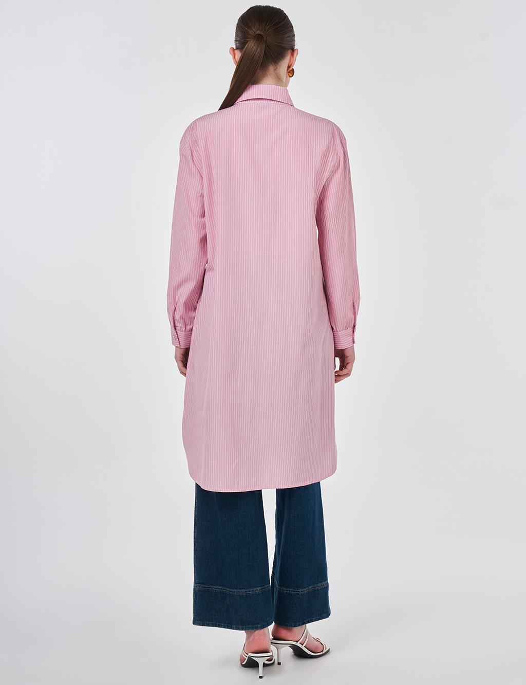 Embroidered Detail Cotton Tunic Pink