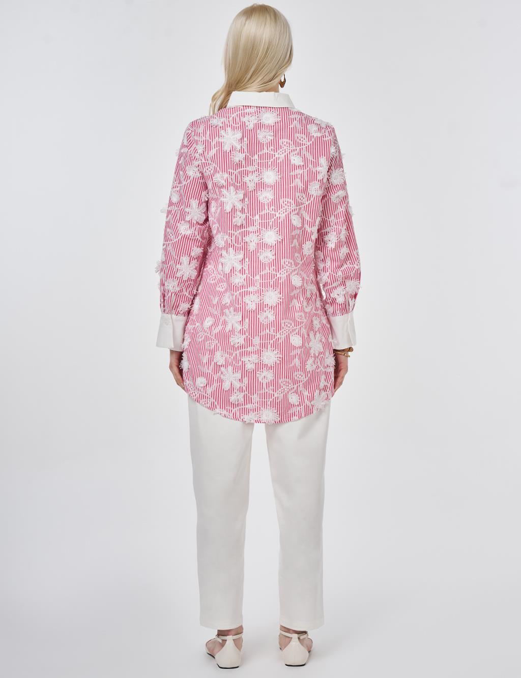 Embroidered Cotton Tunic Coral