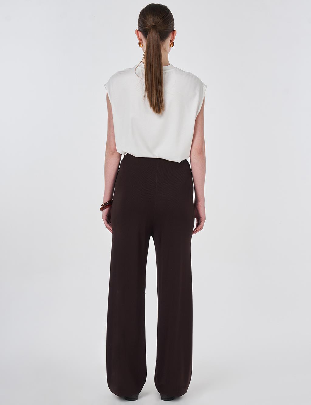 Relaxed Fit Knitted Trousers Dark Brown
