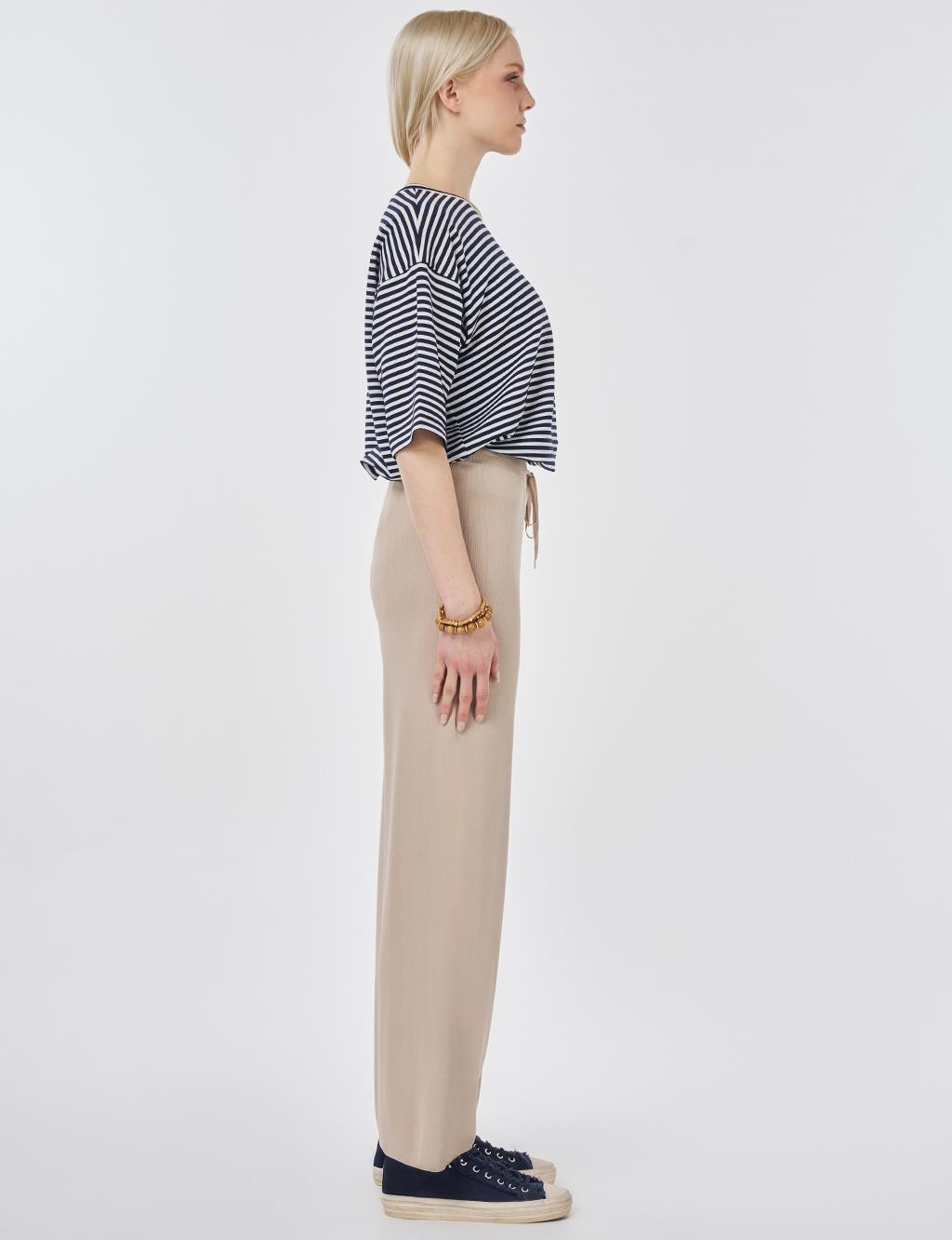 Relaxed Fit Knitted Trousers Stone