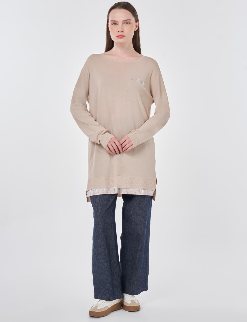 Hotfix Printed Knitted Tunic Stone