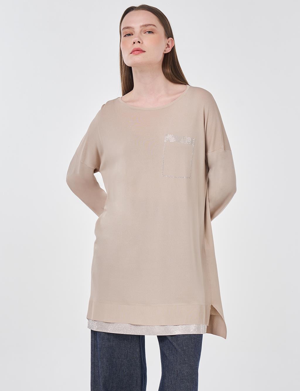 Hotfix Printed Knitted Tunic Stone