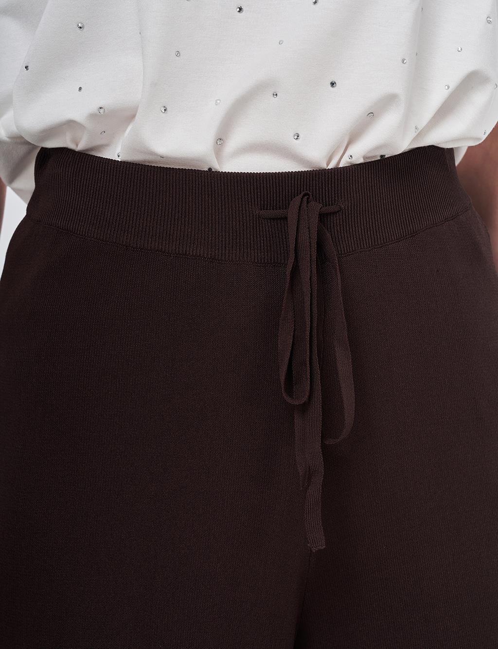 Relaxed Fit Knitted Trousers Dark Brown