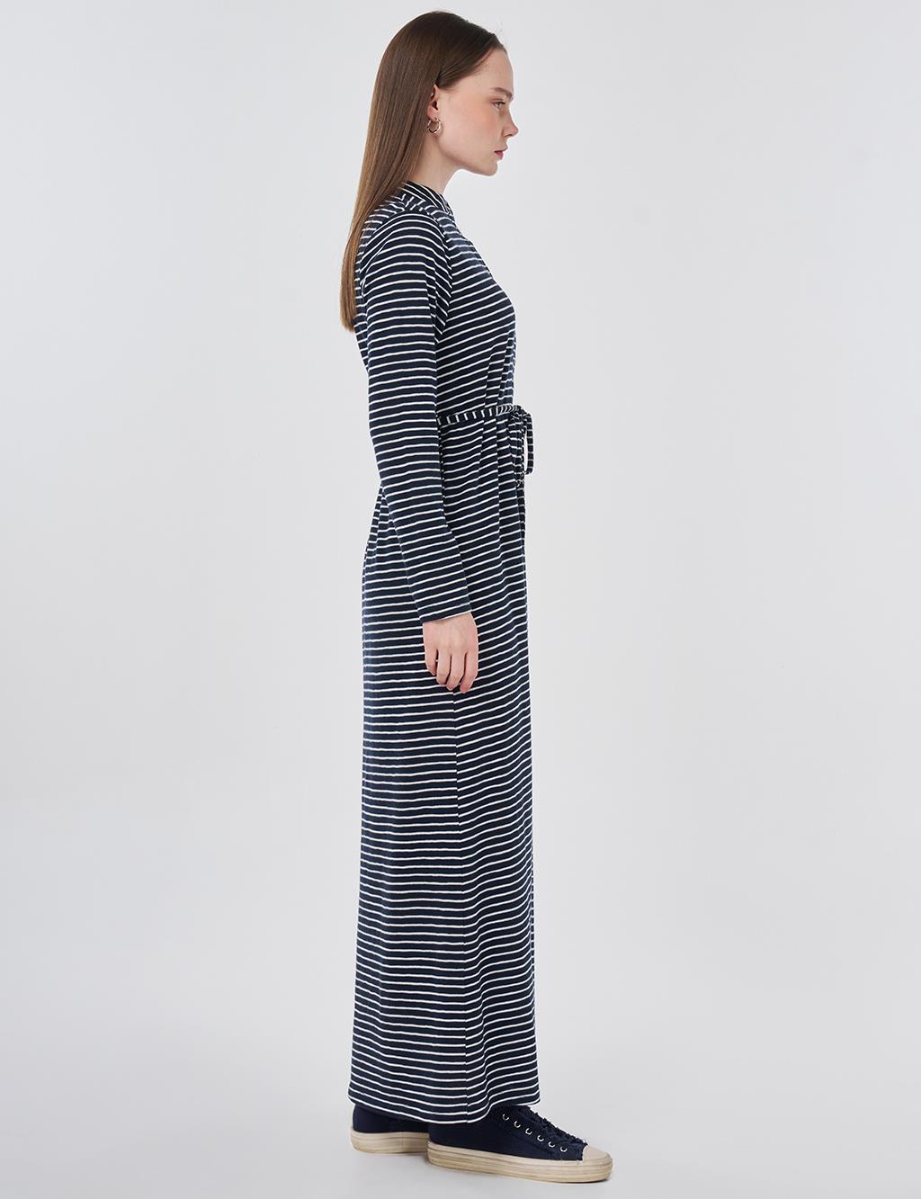 Striped Knit Dress Dark Navy