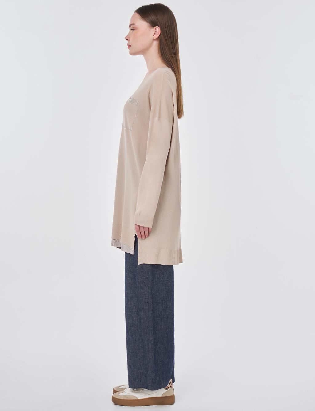 Hotfix Printed Knitted Tunic Stone