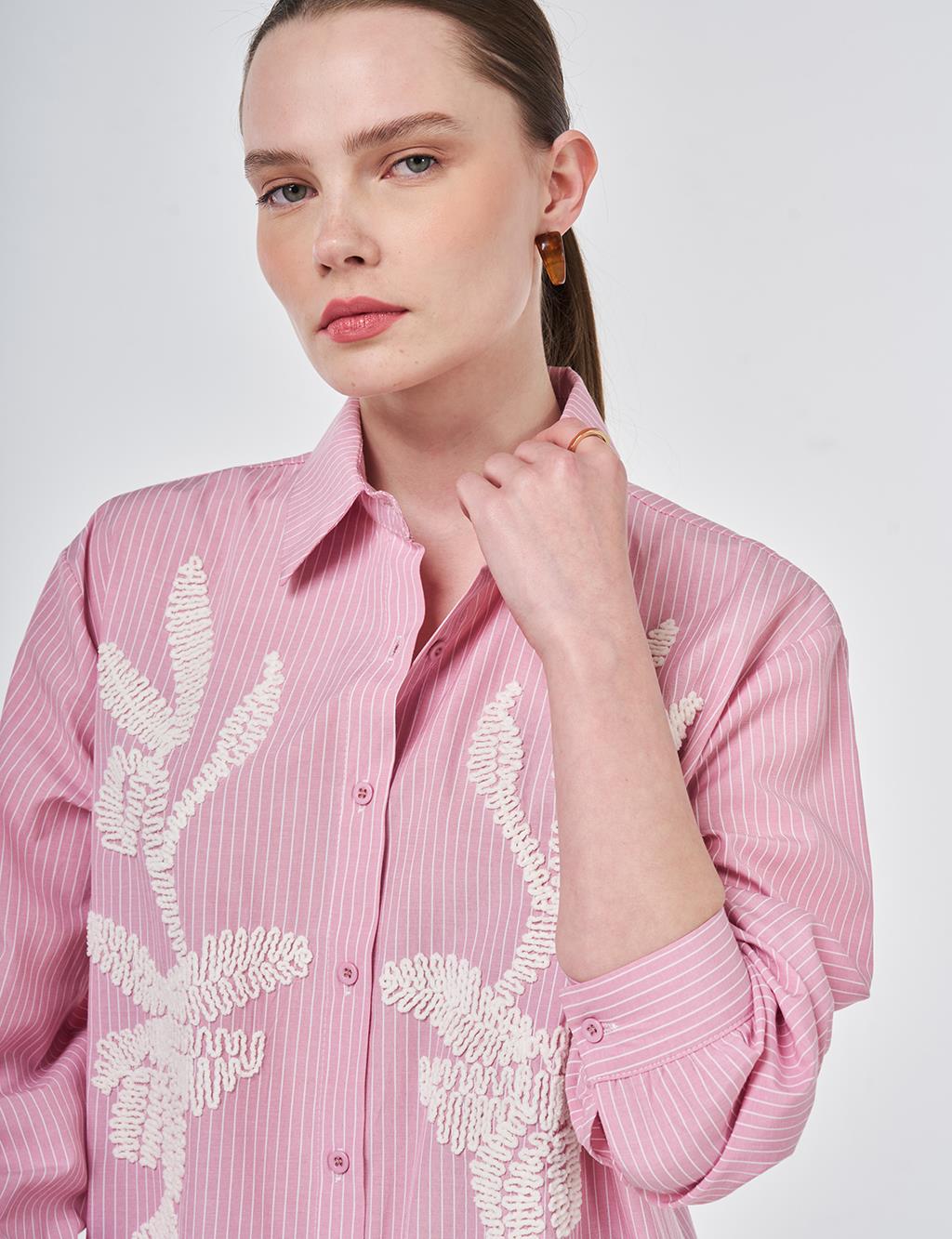 Embroidered Detail Cotton Tunic Pink