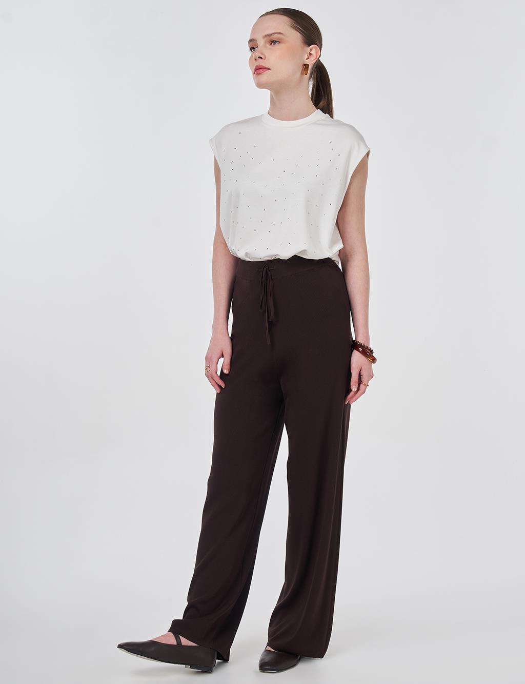 Relaxed Fit Knitted Trousers Dark Brown