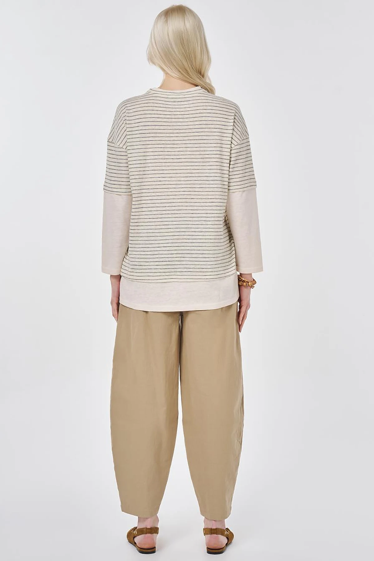 Striped Cotton Sweatshirt Light Gray