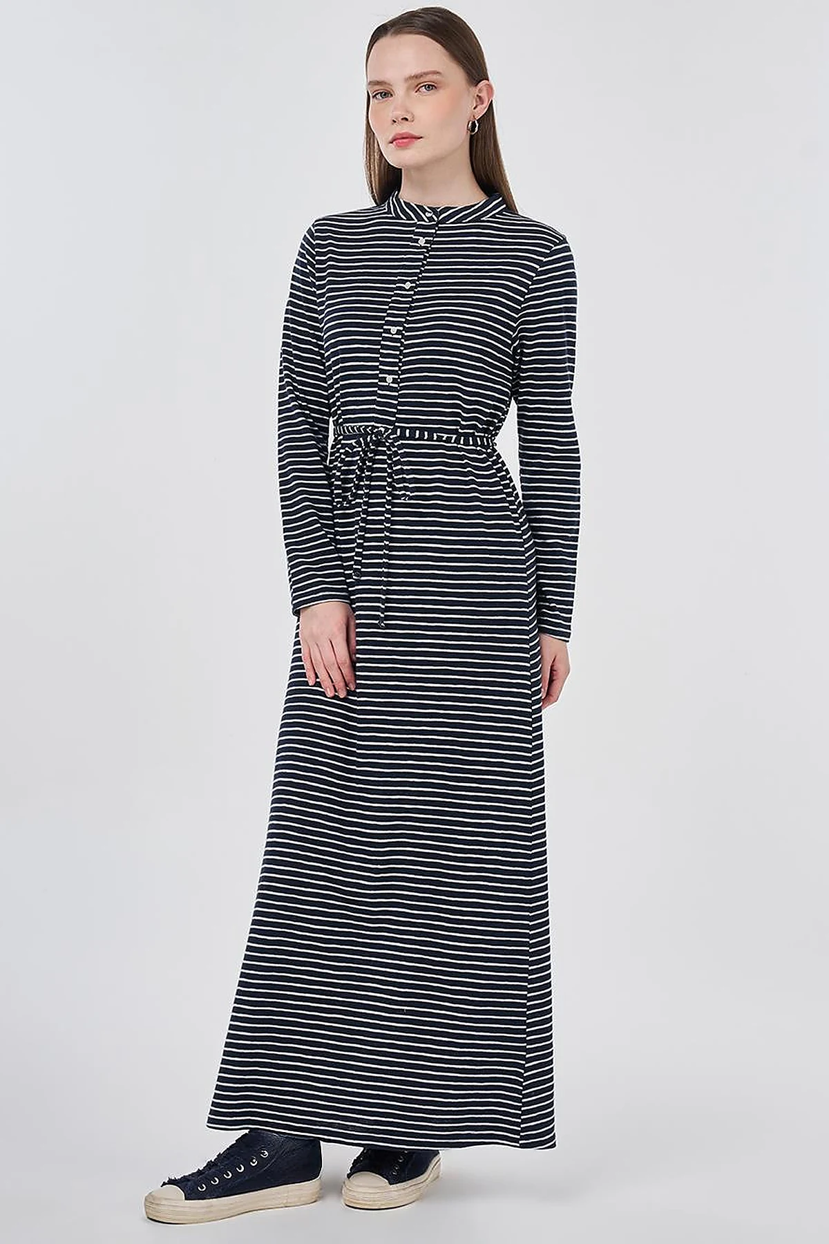 Striped Knit Dress Dark Navy
