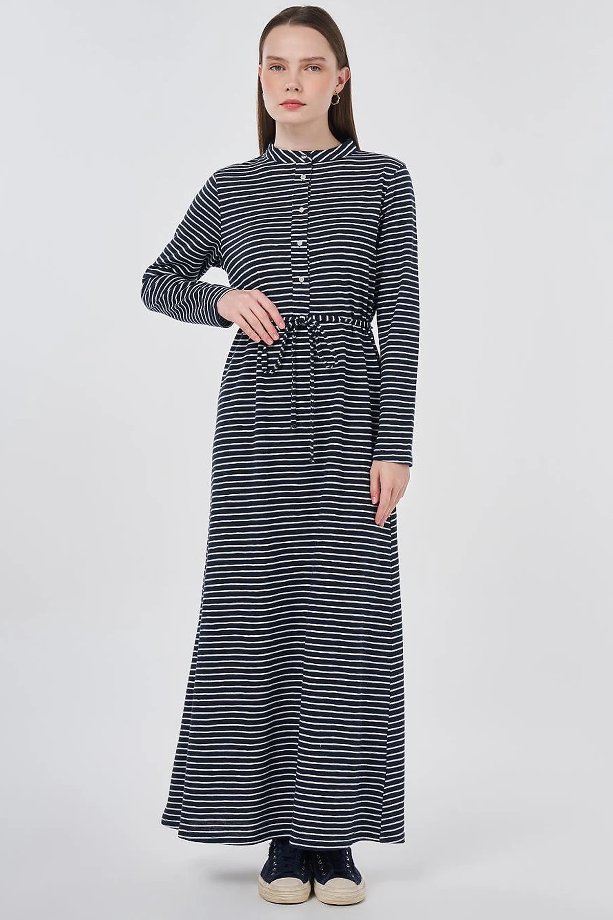 Striped Knit Dress Dark Navy
