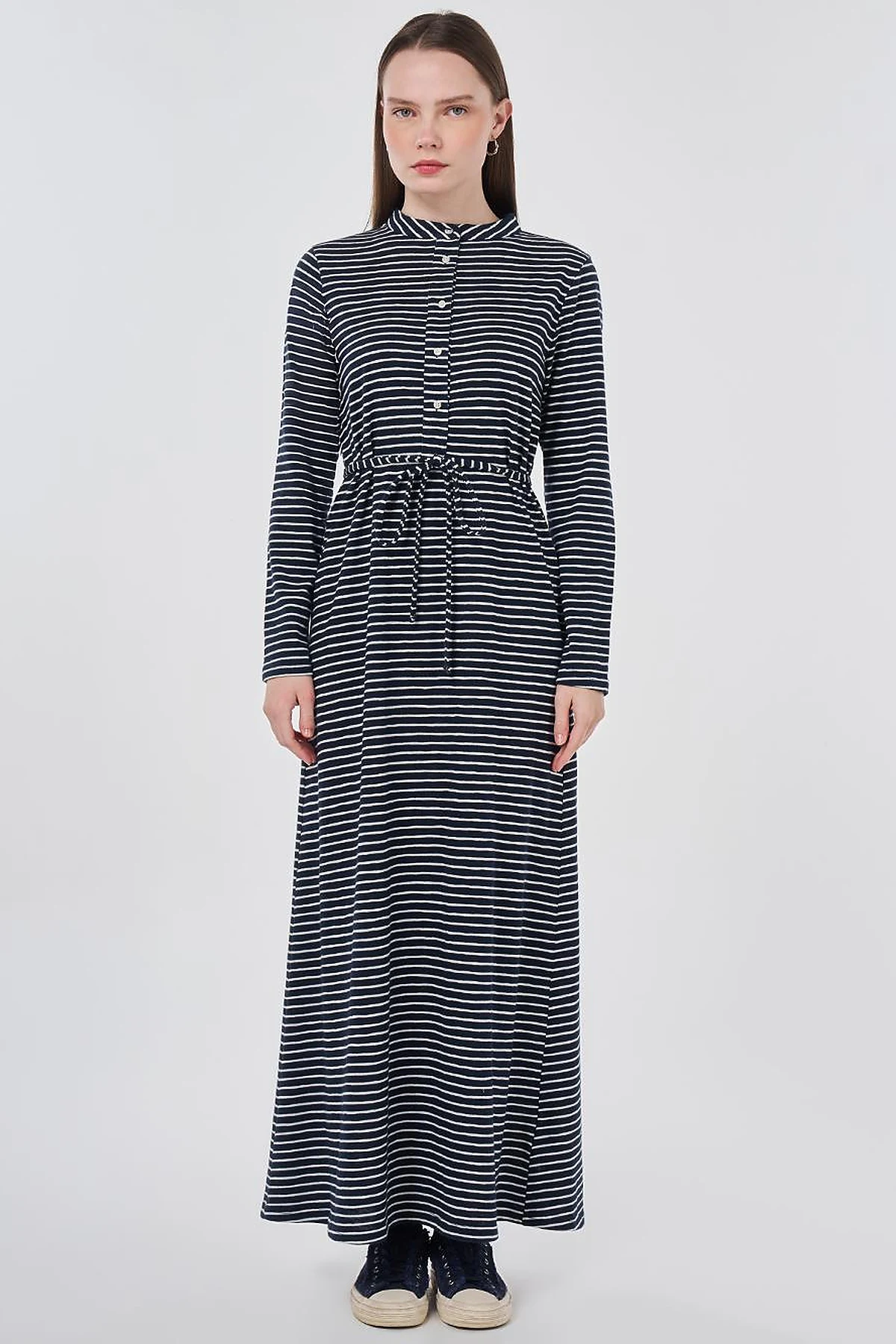 Striped Knit Dress Dark Navy