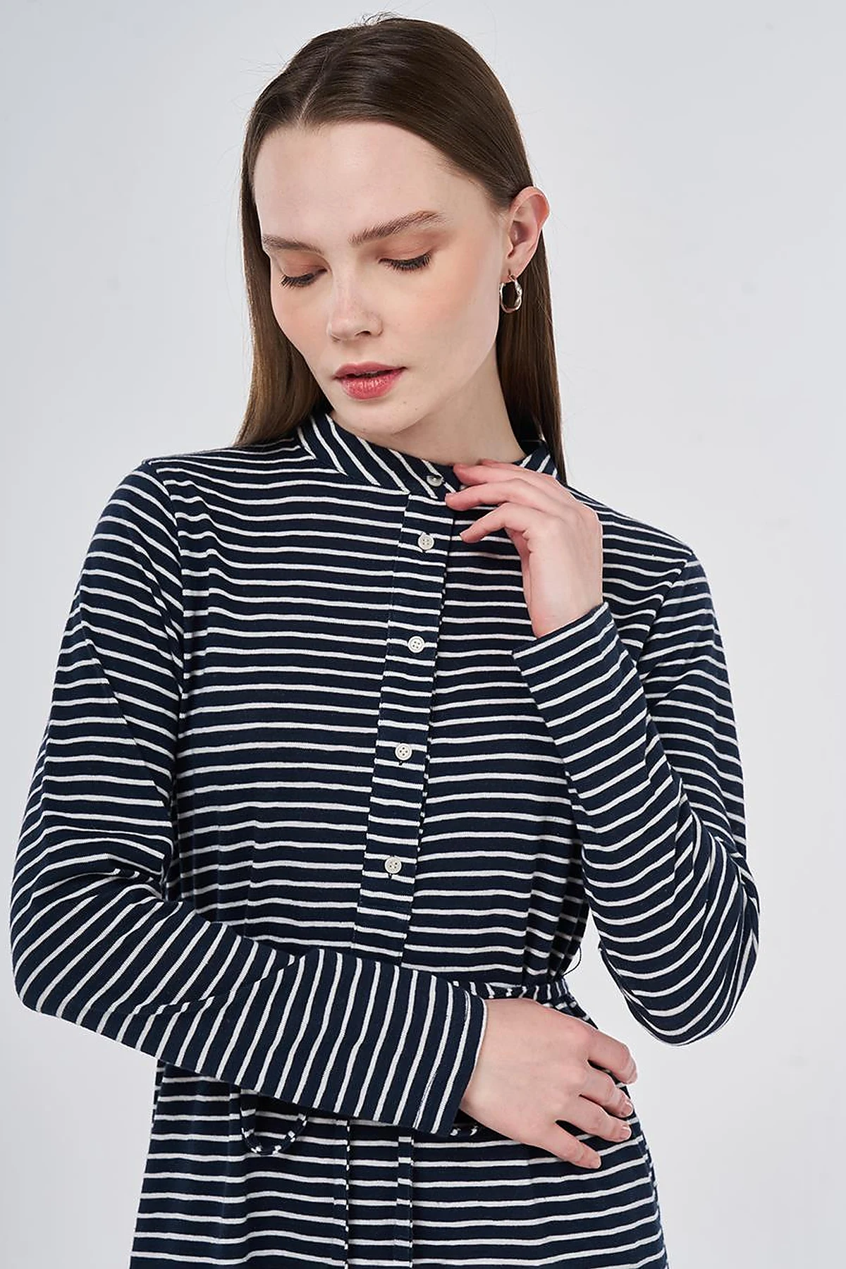 Striped Knit Dress Dark Navy