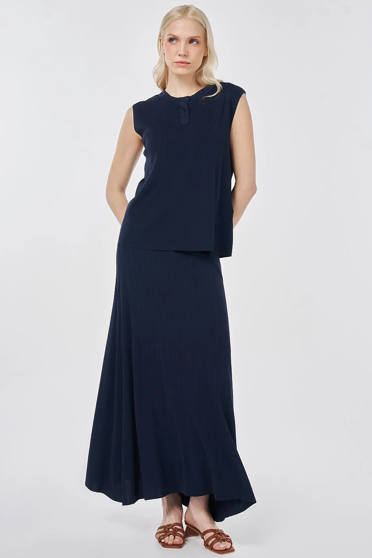 Knitted Skirt Set Dark Navy
