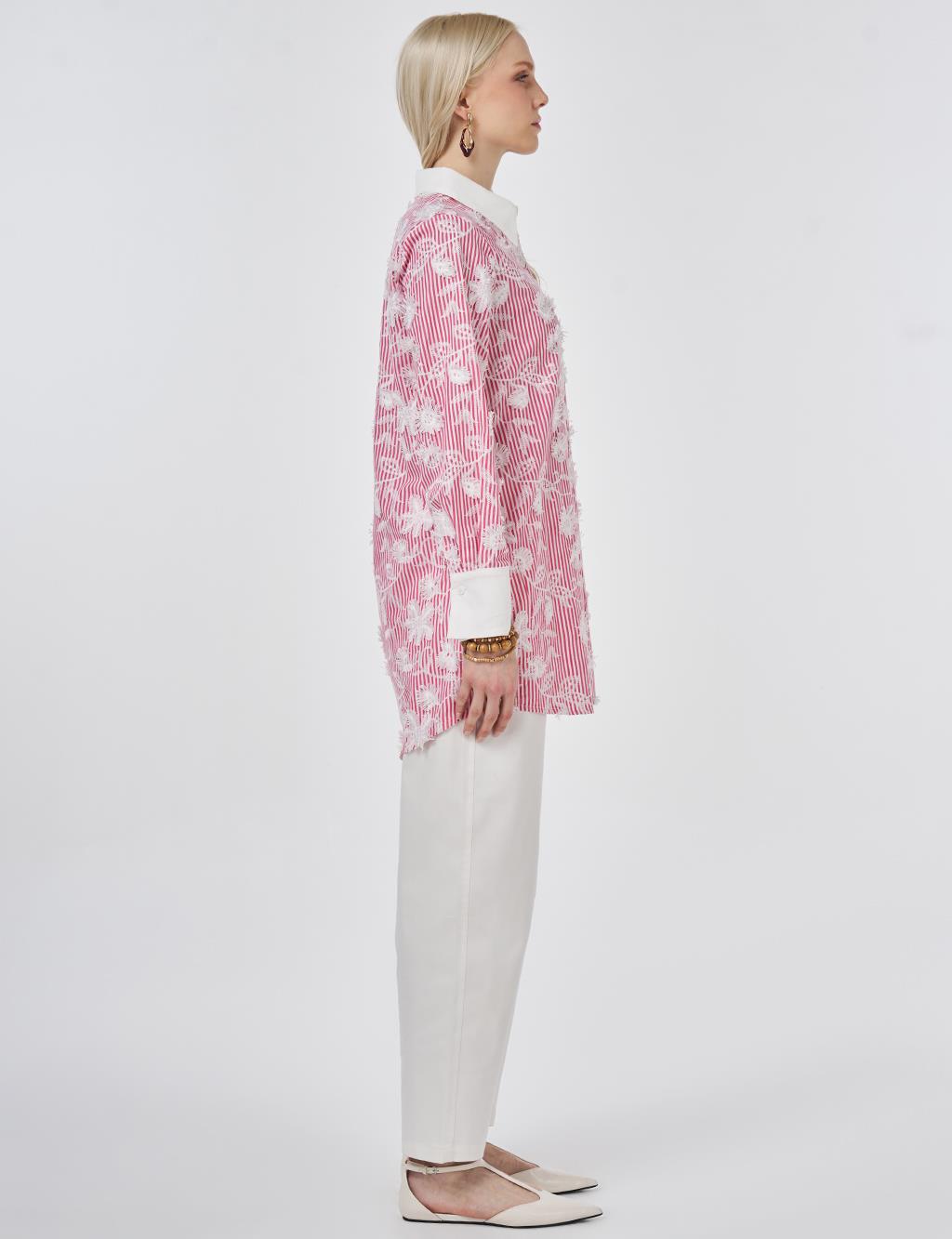 Embroidered Cotton Tunic Coral