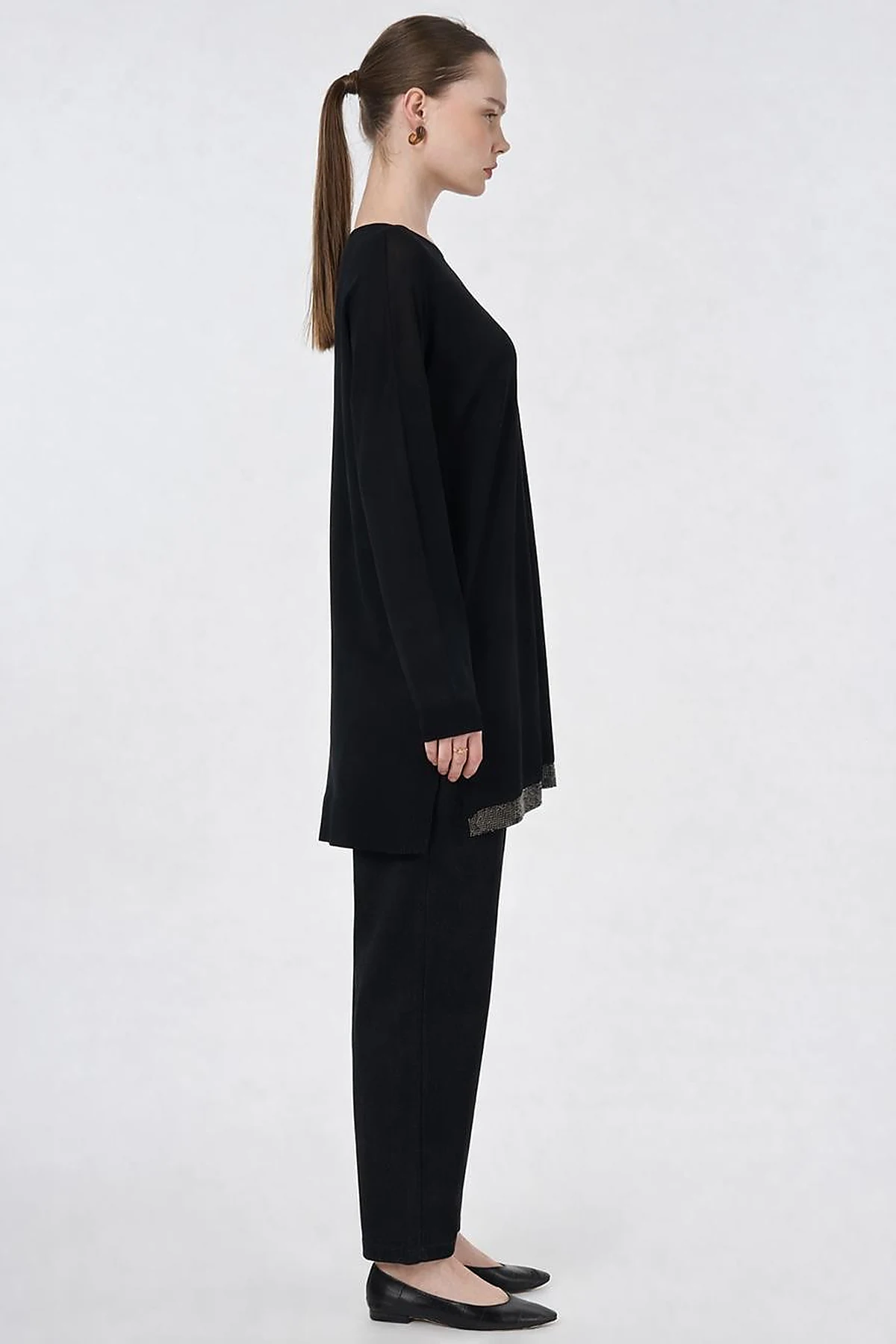 Hotfix Printed Knitted Tunic Black