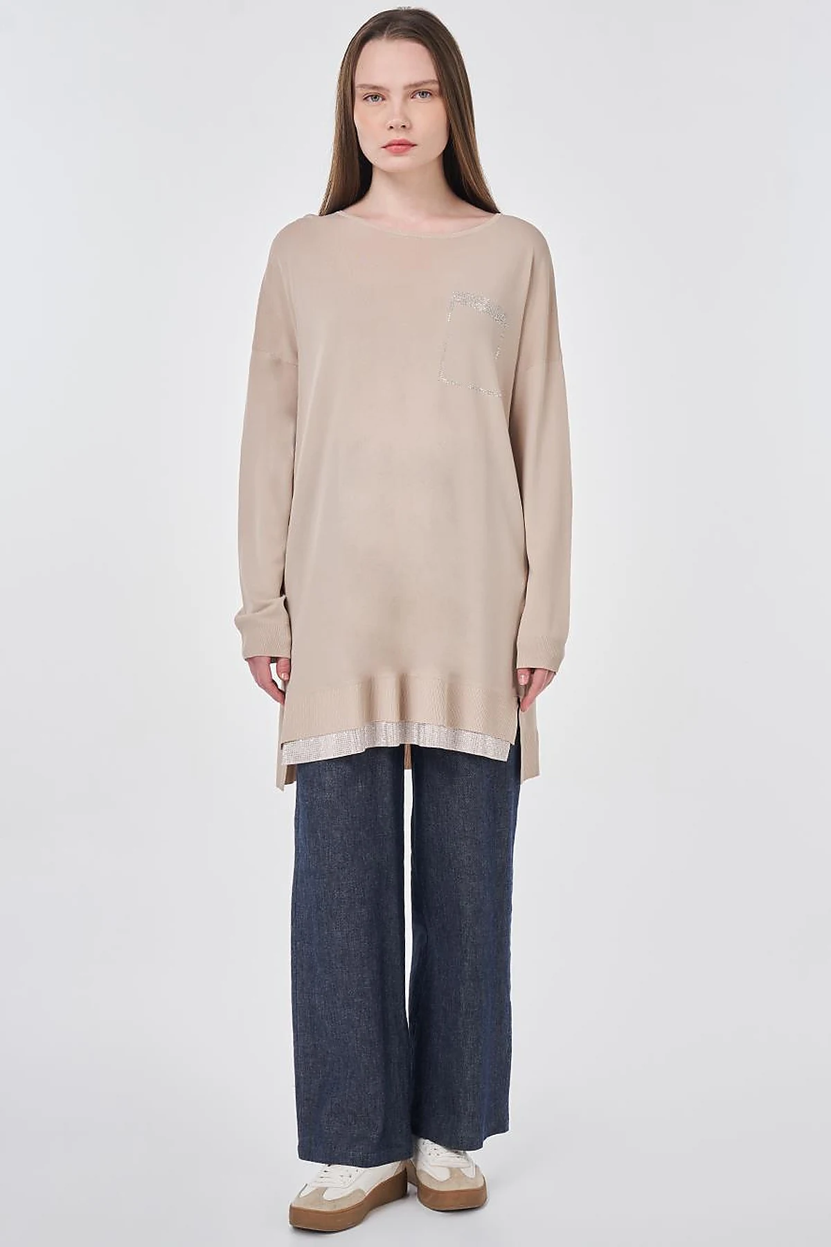 Hotfix Printed Knitted Tunic Stone