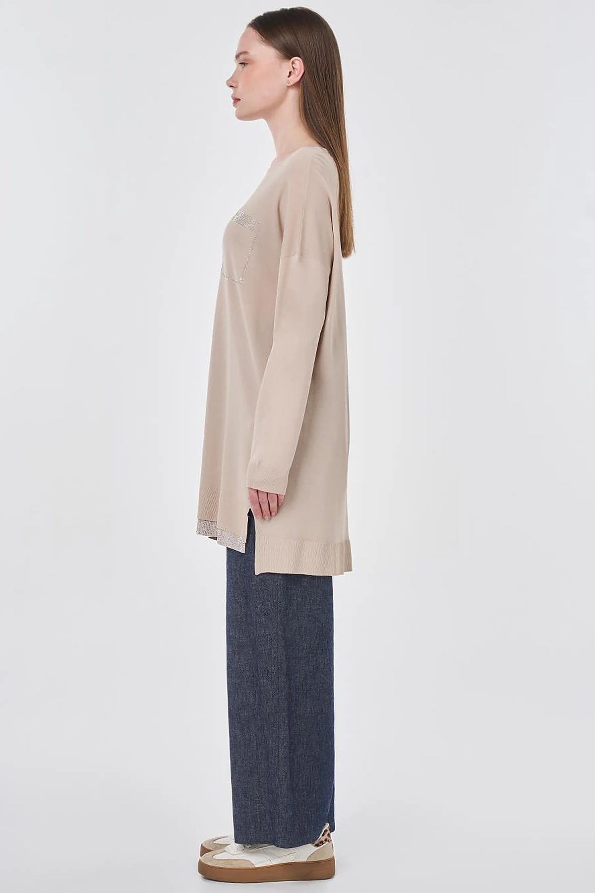 Hotfix Printed Knitted Tunic Stone