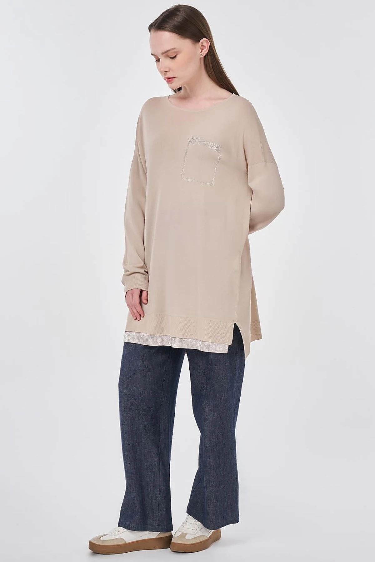 Hotfix Printed Knitted Tunic Stone