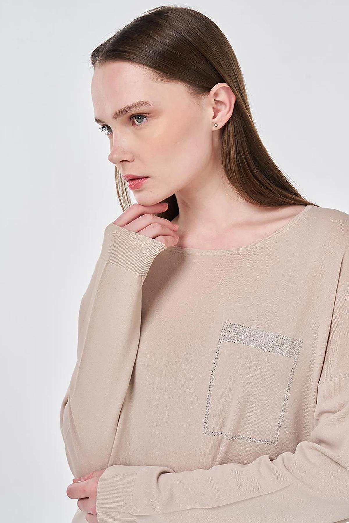 Hotfix Printed Knitted Tunic Stone
