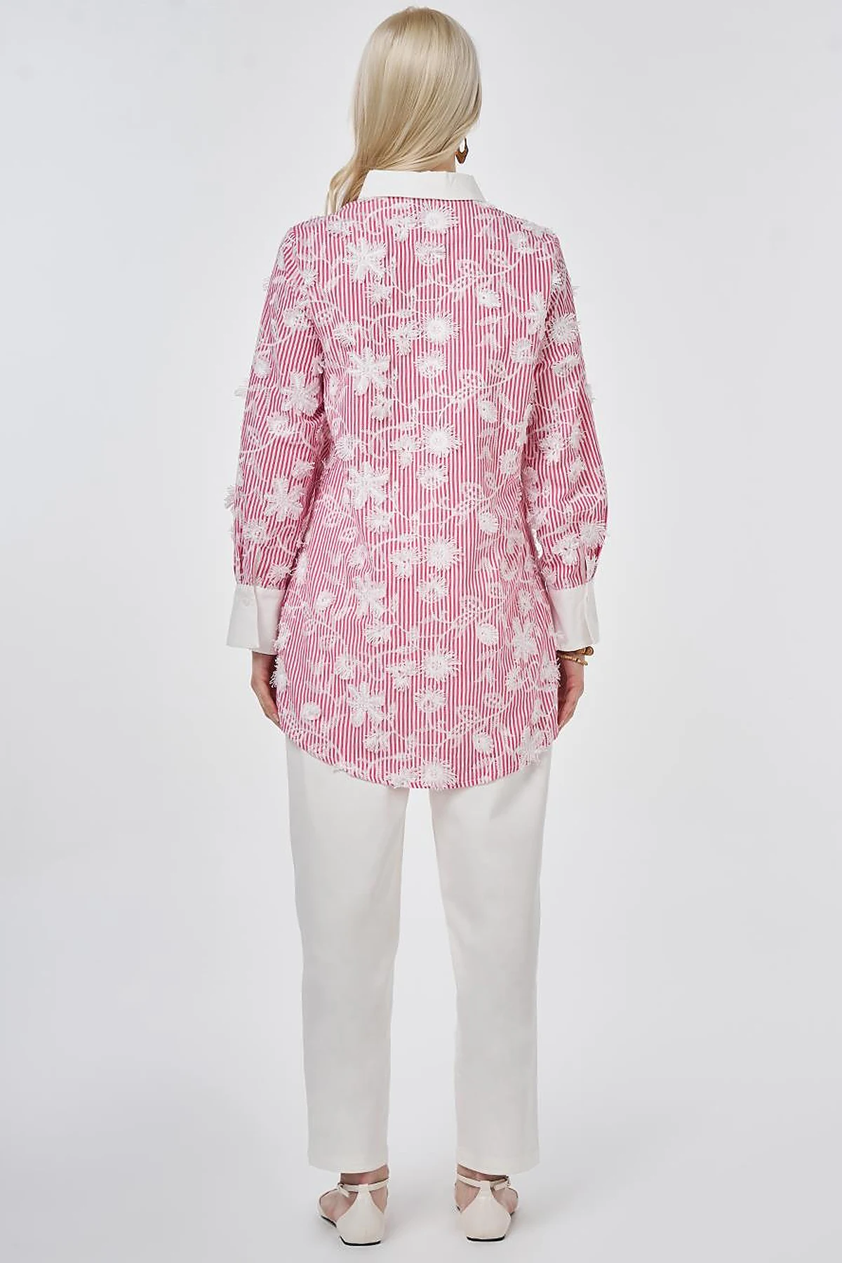Embroidered Cotton Tunic Coral
