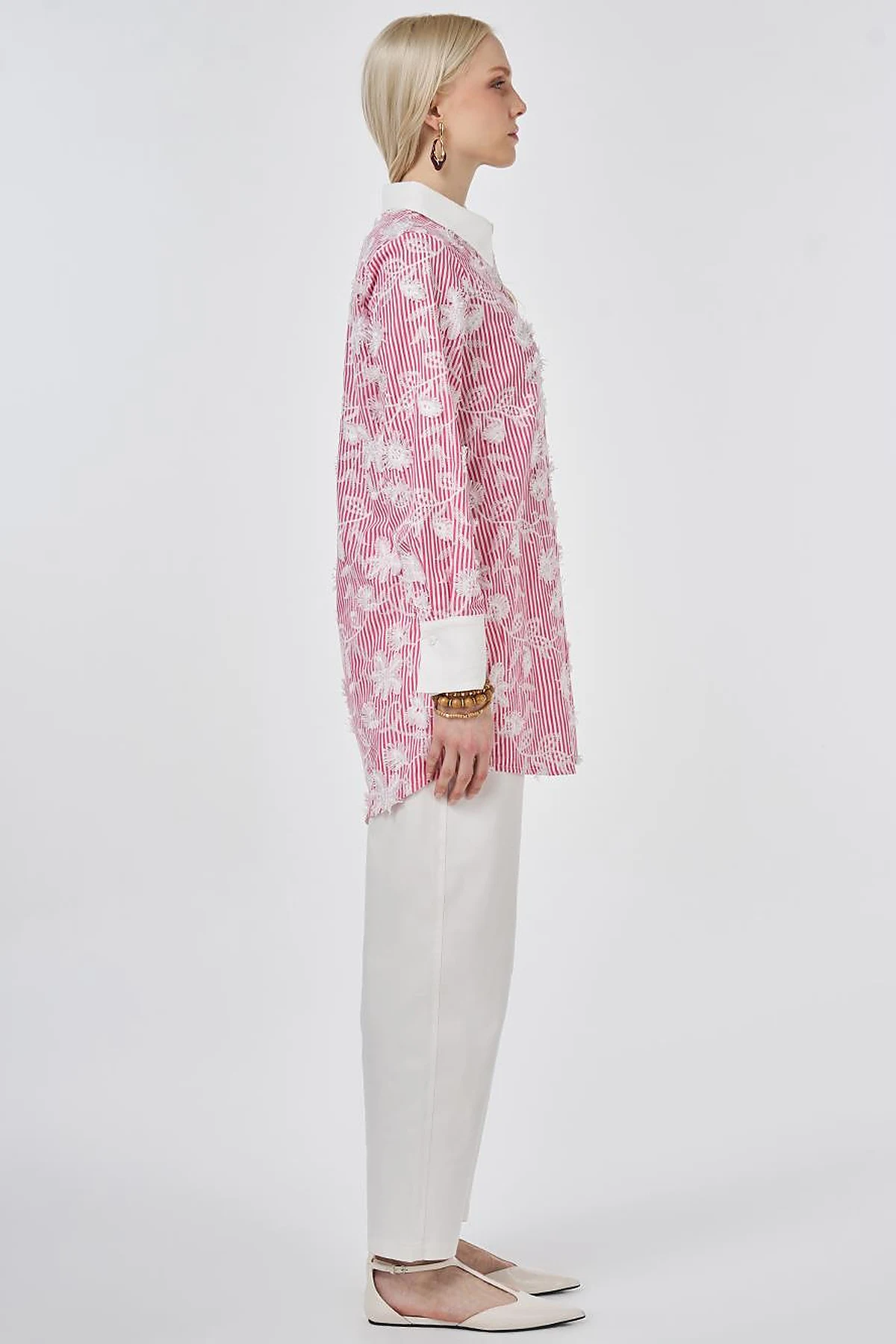 Embroidered Cotton Tunic Coral