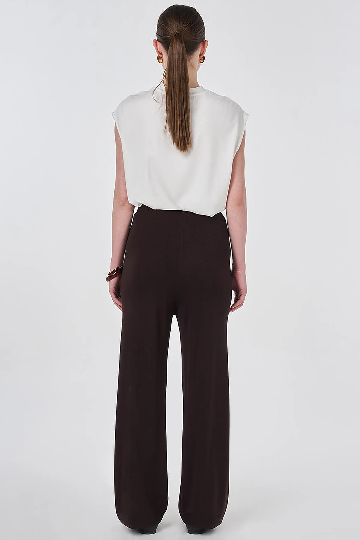 Relaxed Fit Knitted Trousers Dark Brown