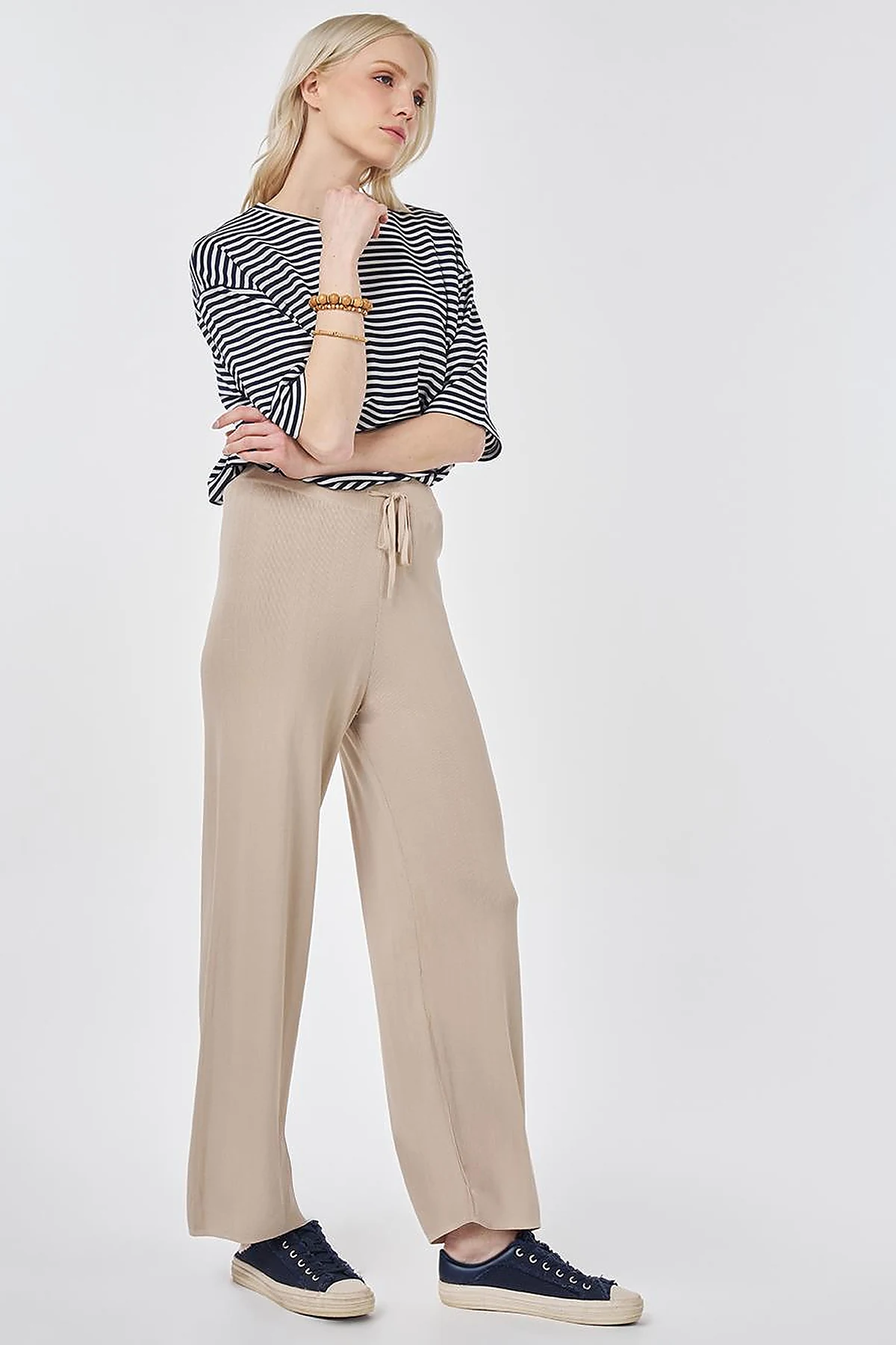 Relaxed Fit Knitted Trousers Stone