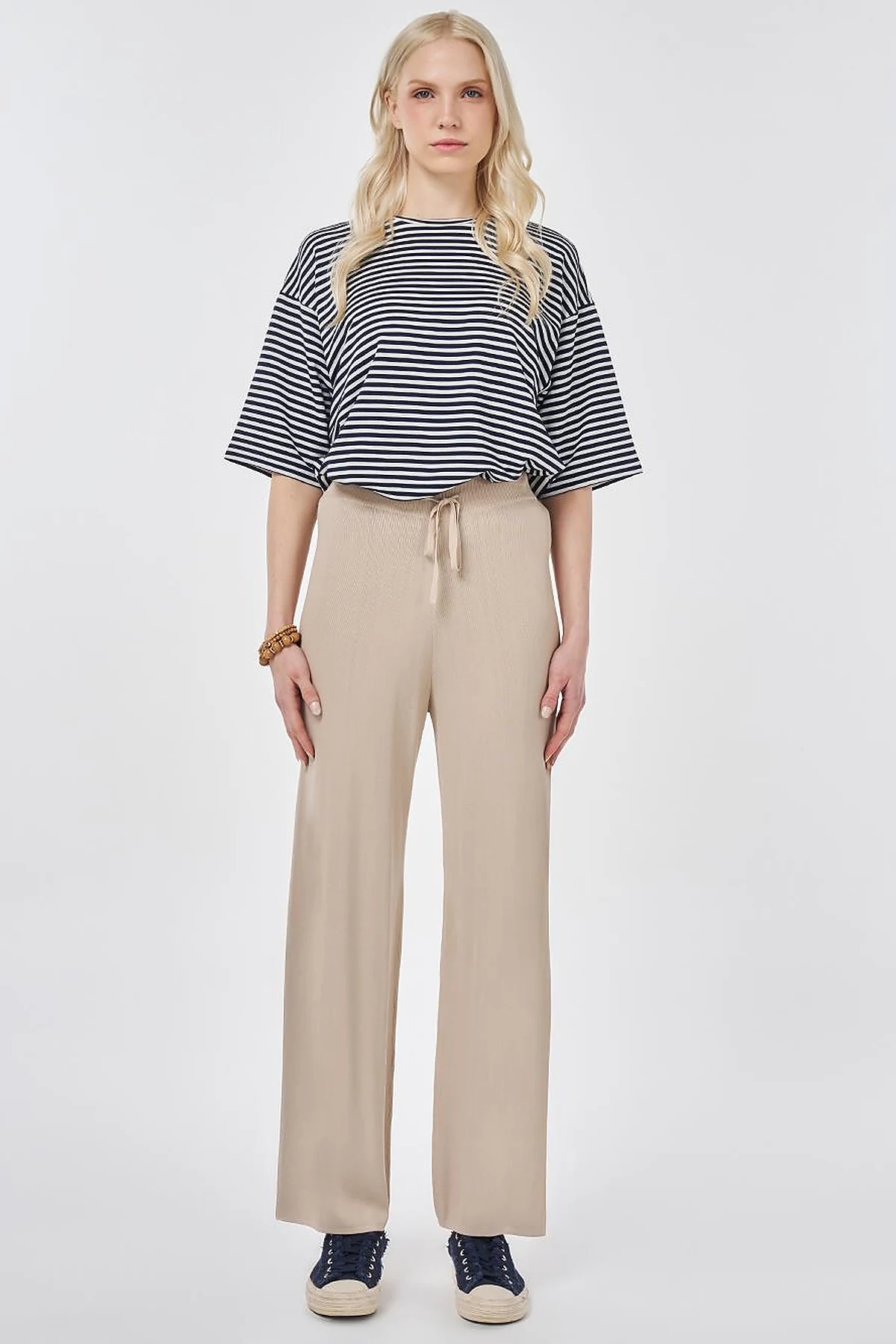 Relaxed Fit Knitted Trousers Stone