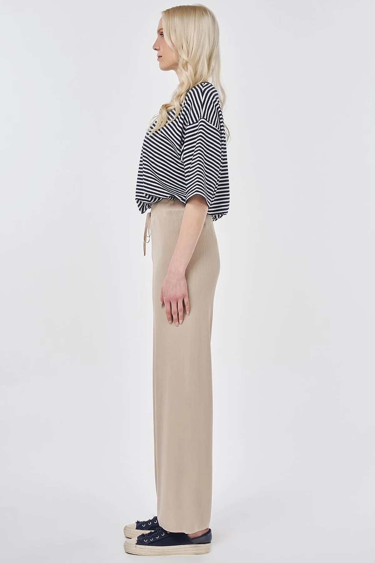Relaxed Fit Knitted Trousers Stone