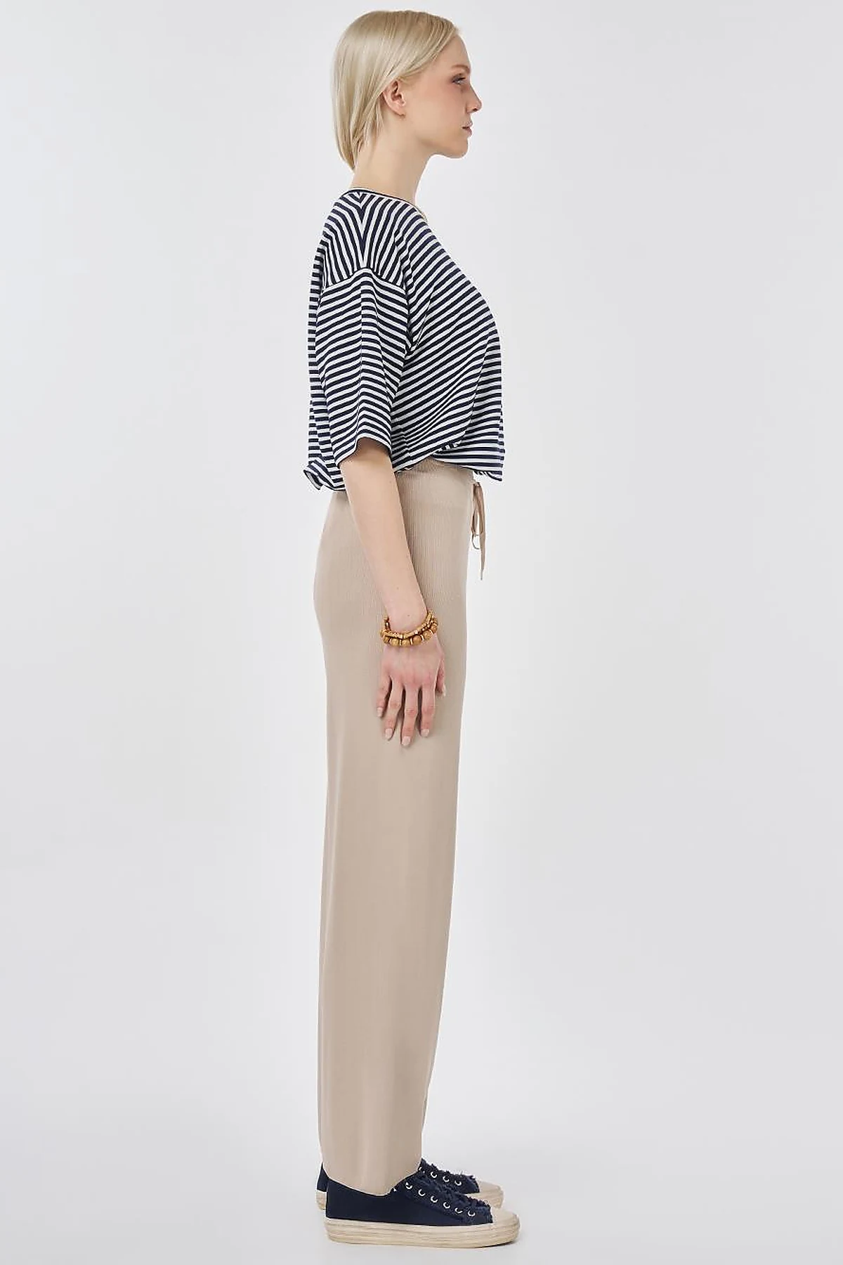 Relaxed Fit Knitted Trousers Stone