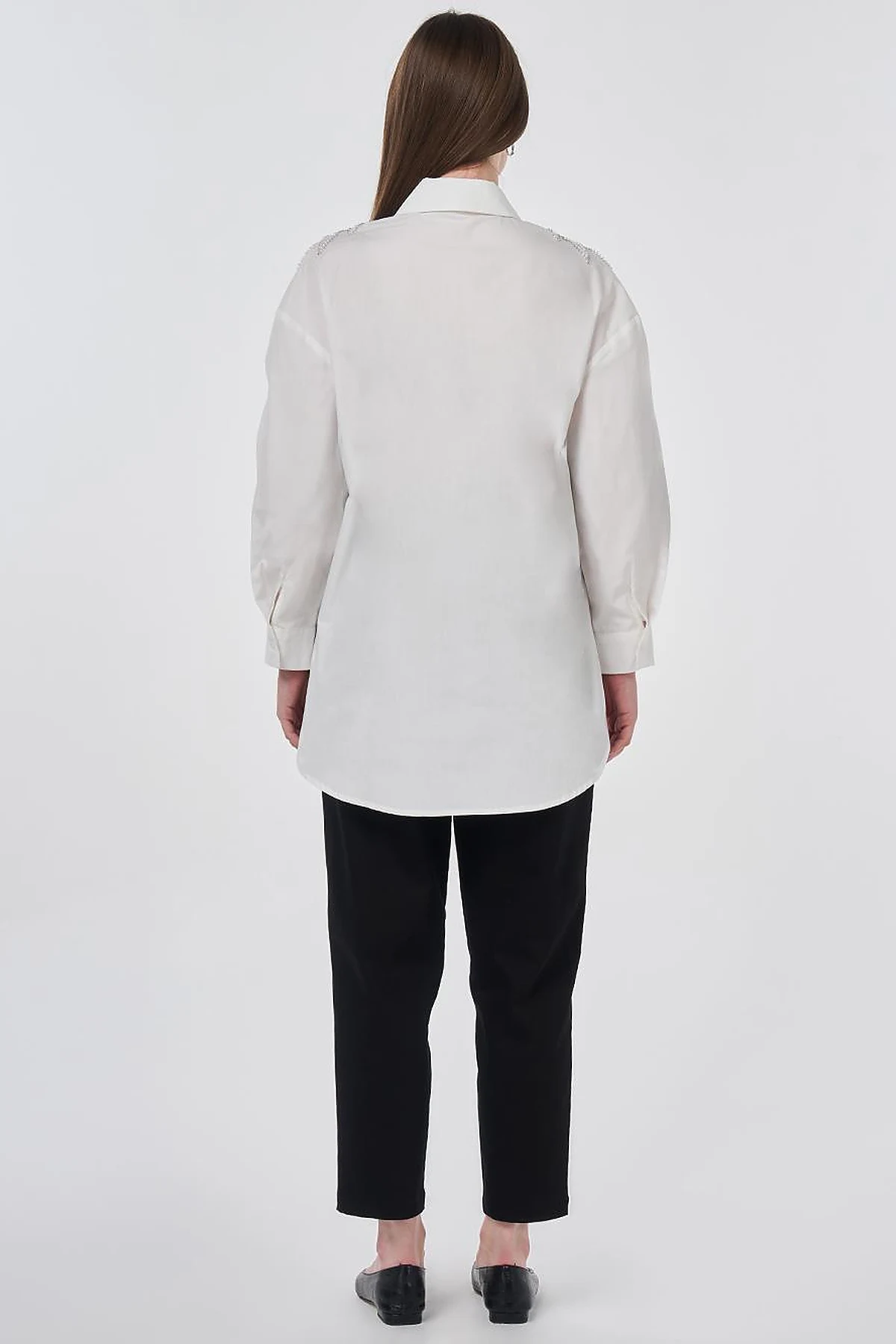 100% Cotton Sequin and Pearl Embellished Tunic Optic White