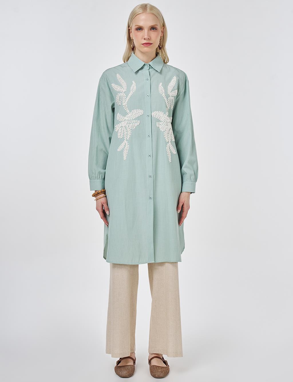 Embroidered Detail Cotton Tunic Mint
