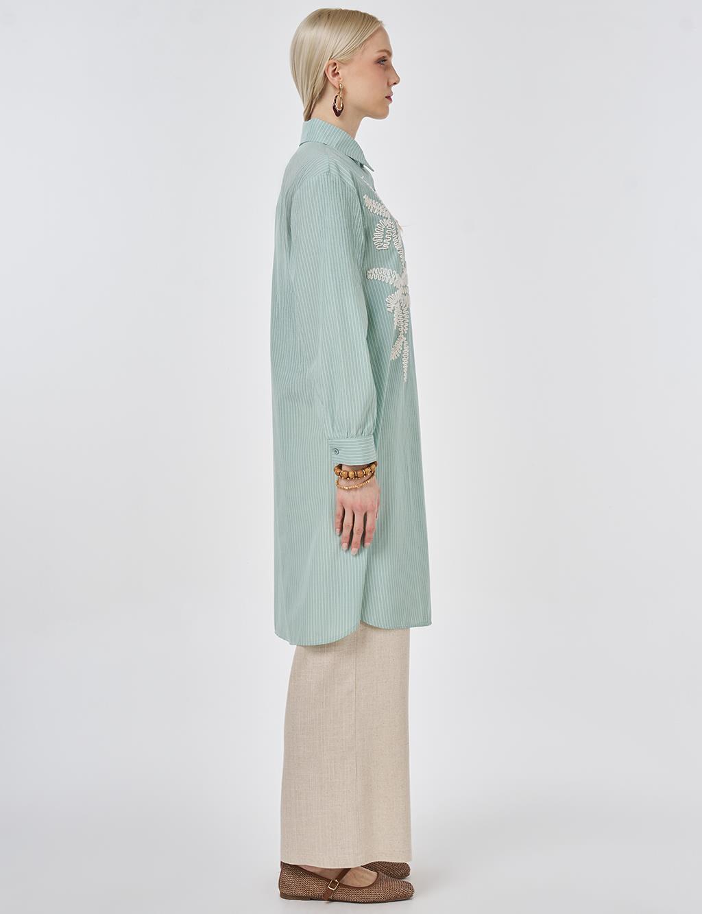 Embroidered Detail Cotton Tunic Mint