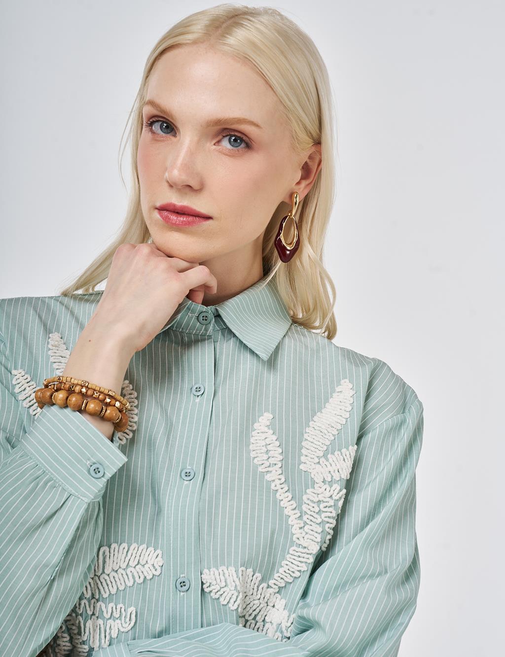 Embroidered Detail Cotton Tunic Mint