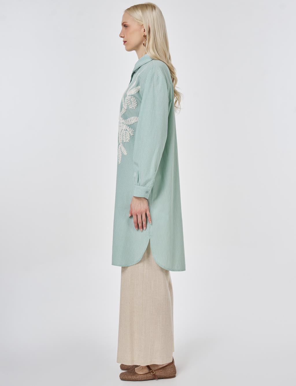 Embroidered Detail Cotton Tunic Mint