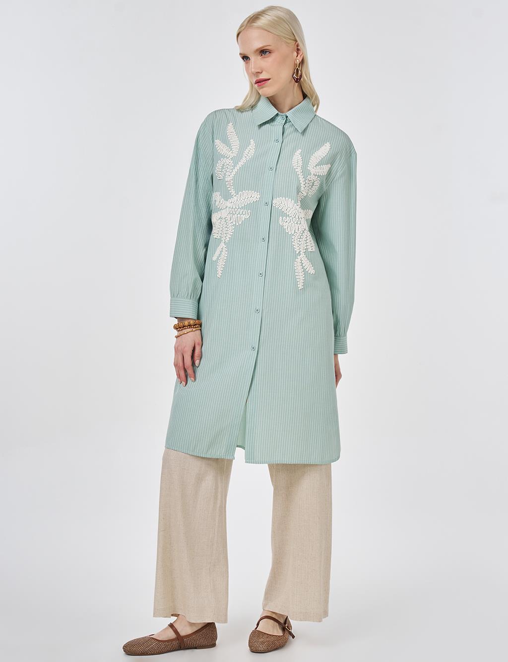 Embroidered Detail Cotton Tunic Mint