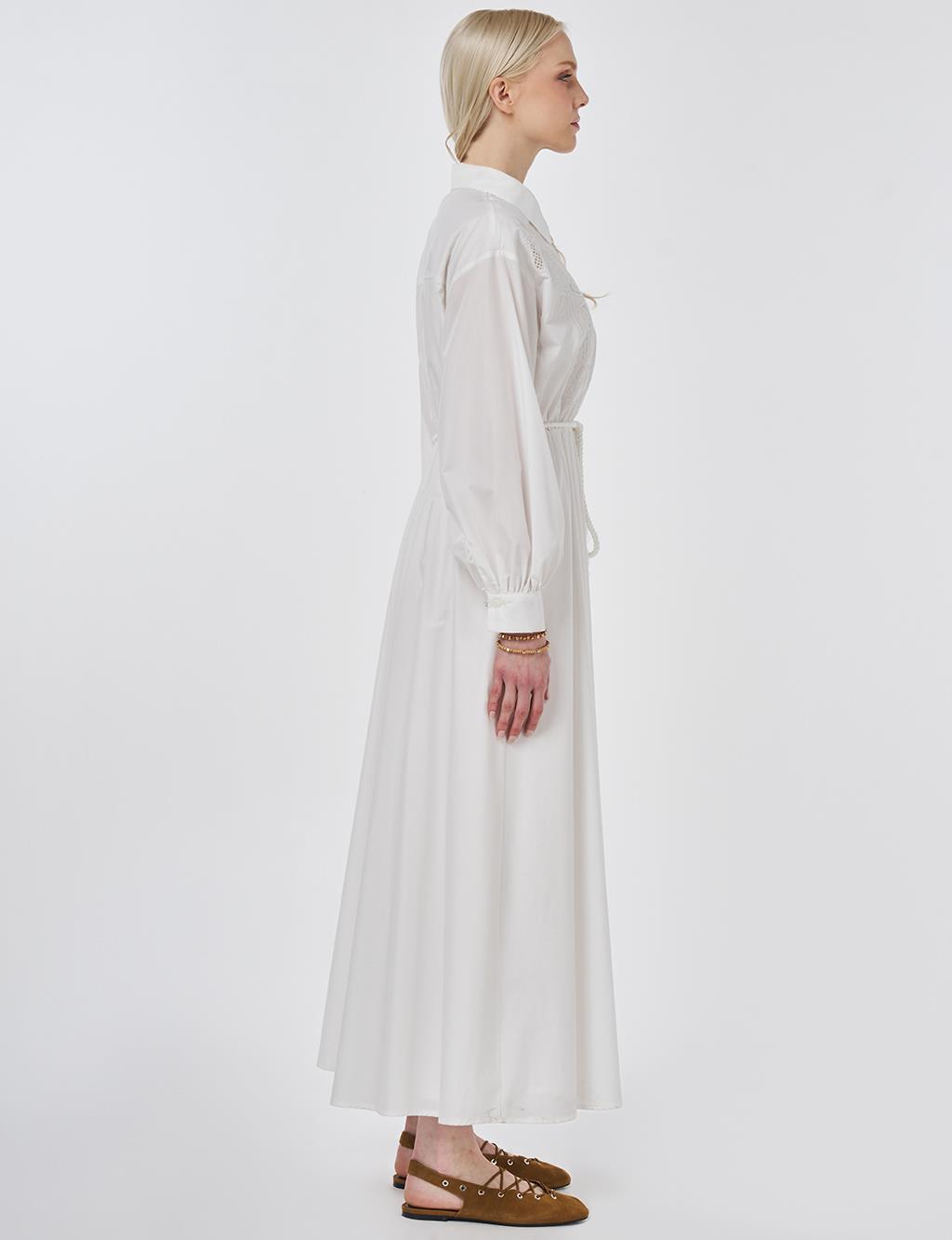 Embroidered Cotton Dress Optic White