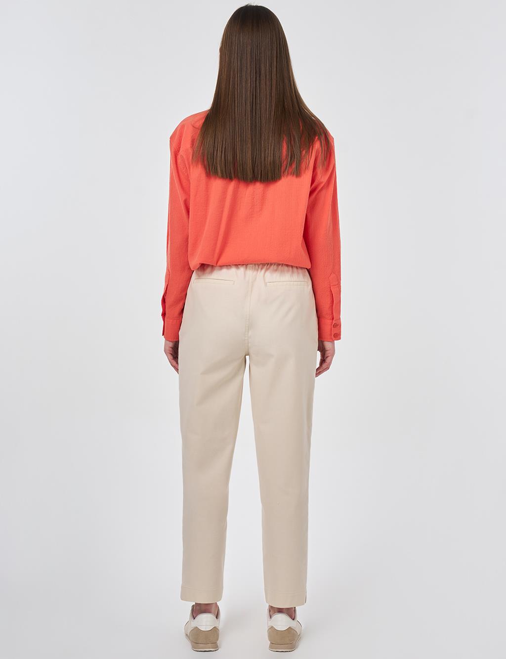 Carrot Cut Lyocell Pants Ecru