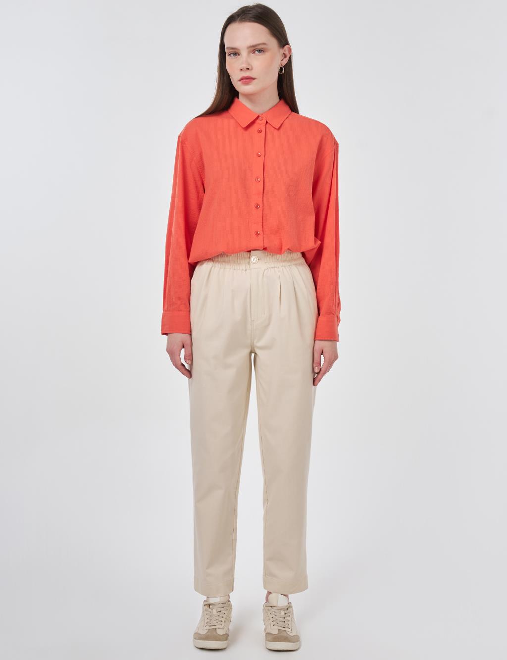 Carrot Cut Lyocell Pants Ecru