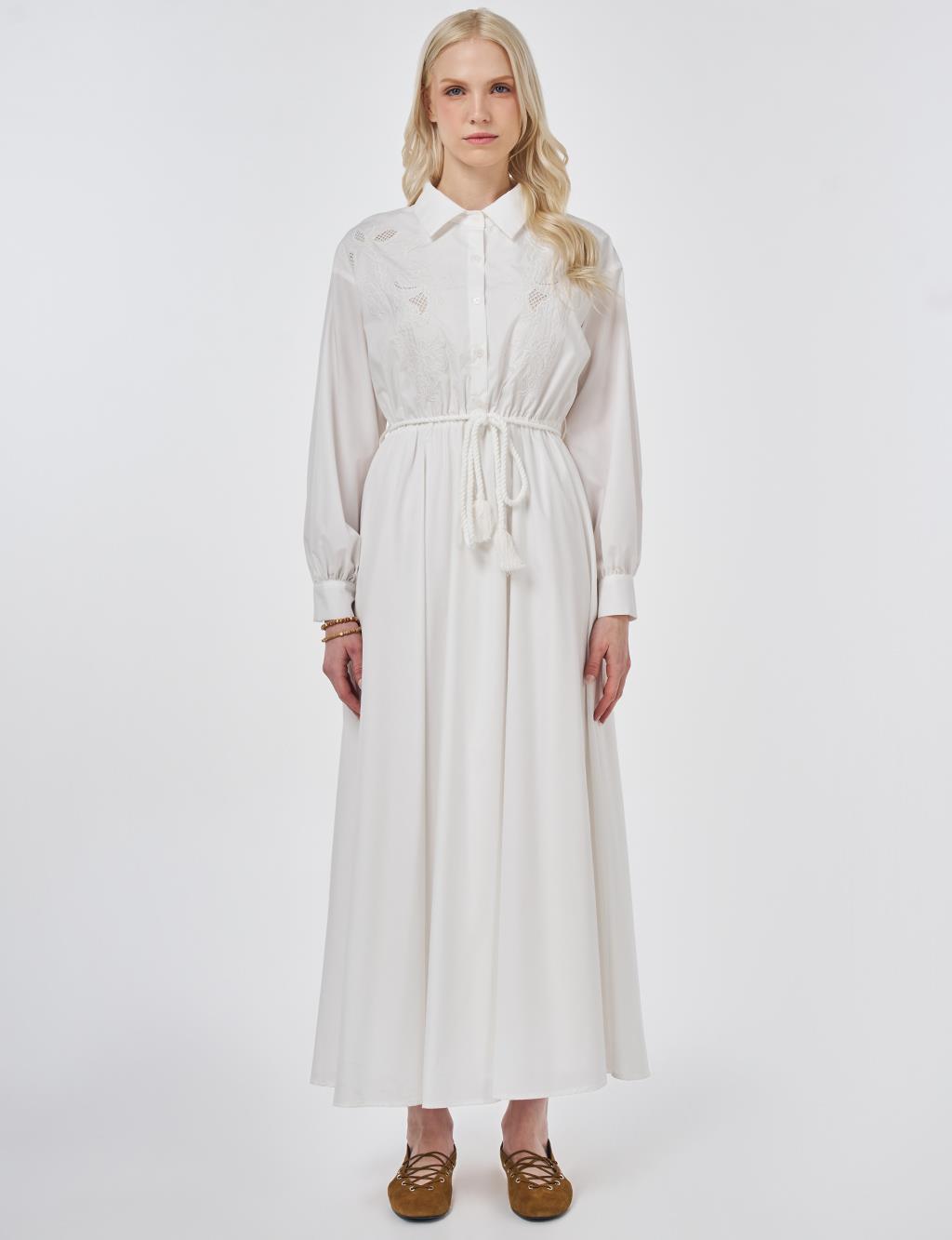 Embroidered Cotton Dress Optic White