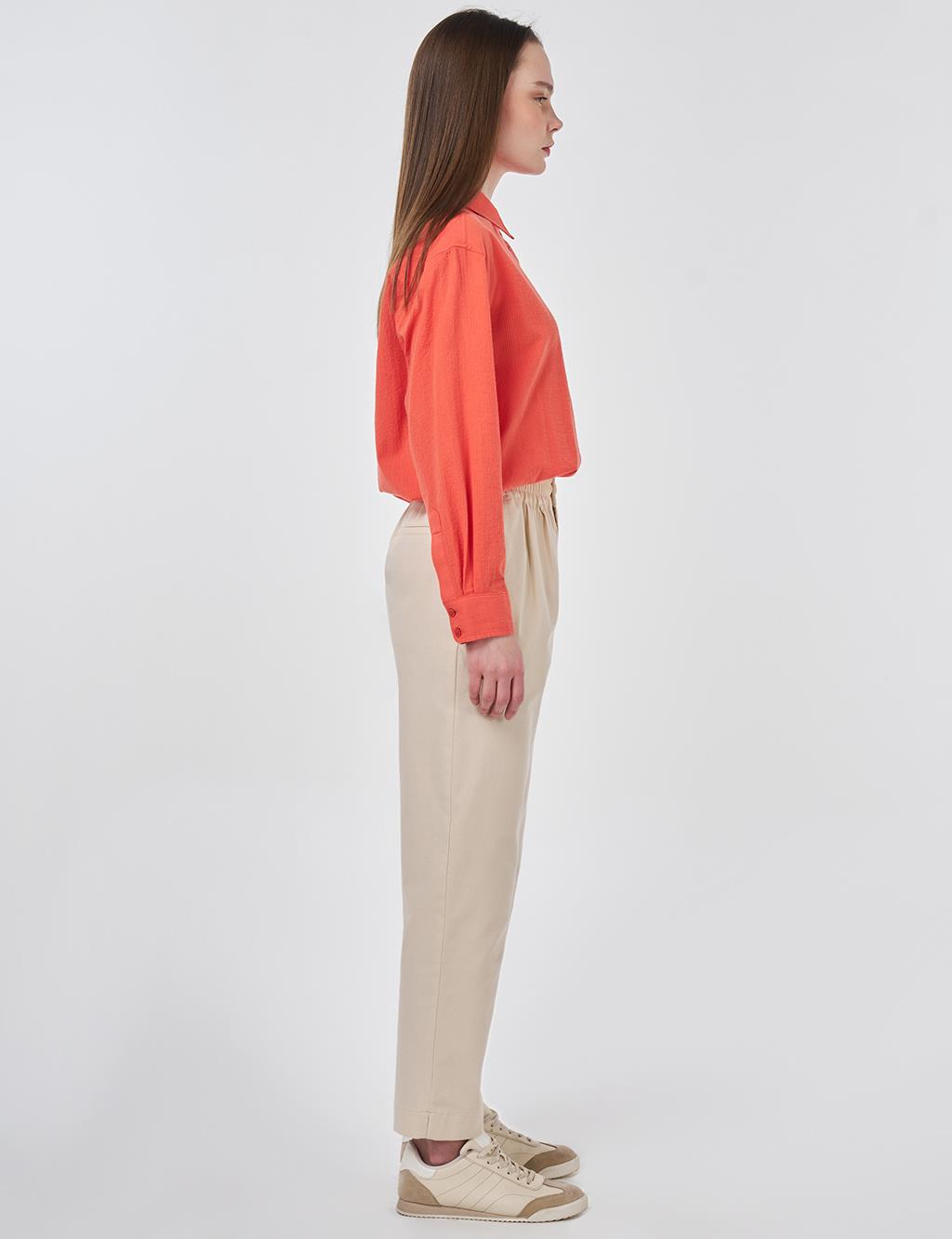 Carrot Cut Lyocell Pants Ecru