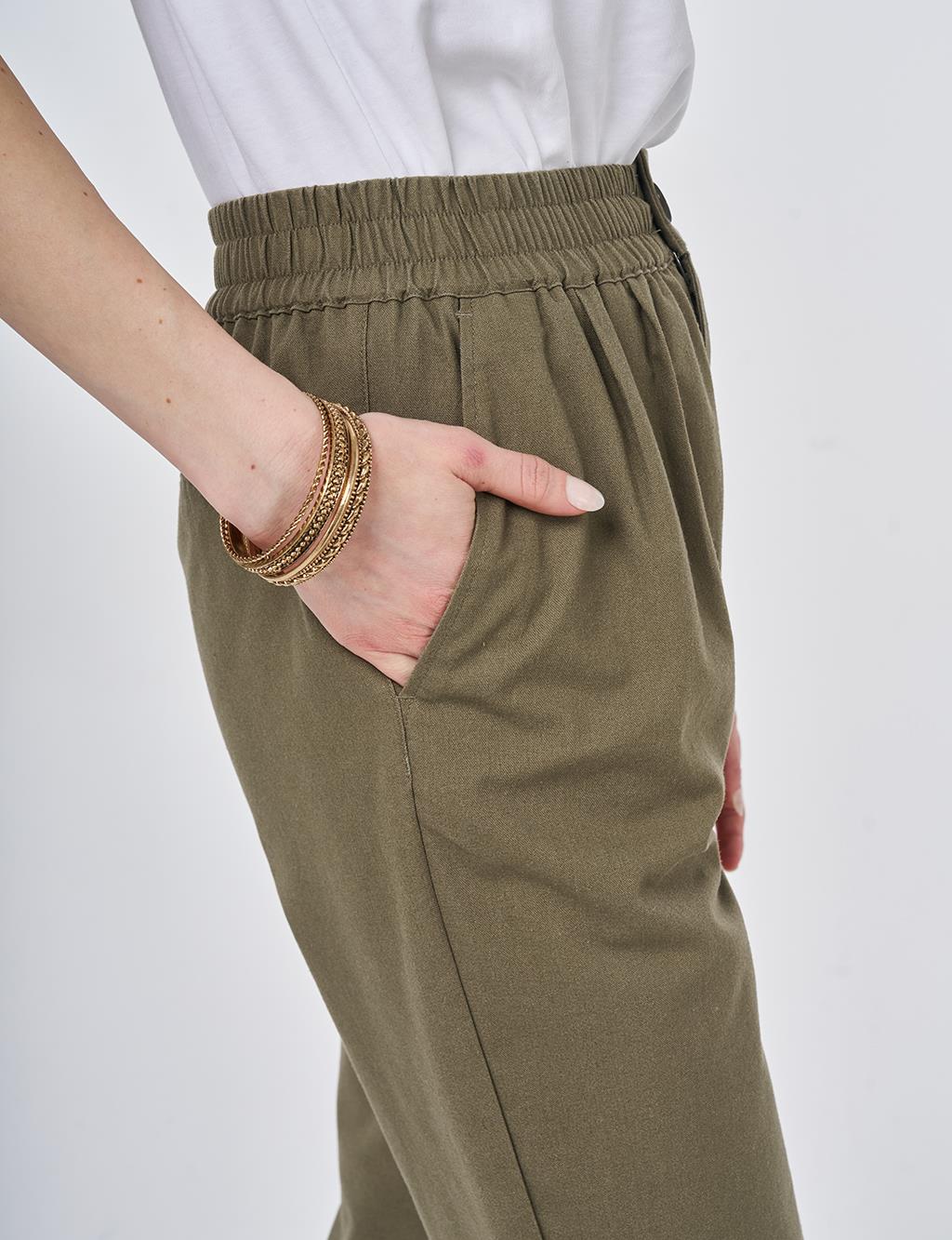 Carrot Cut Lyocell Pants Khaki