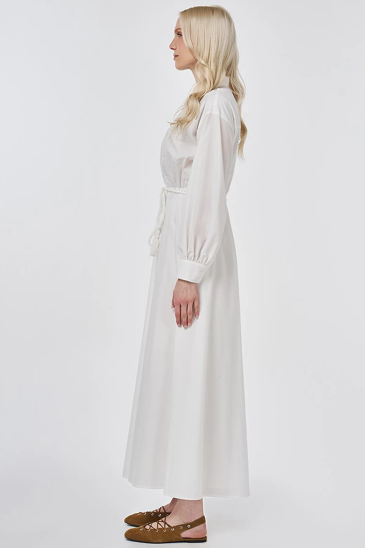 Embroidered Cotton Dress Optic White