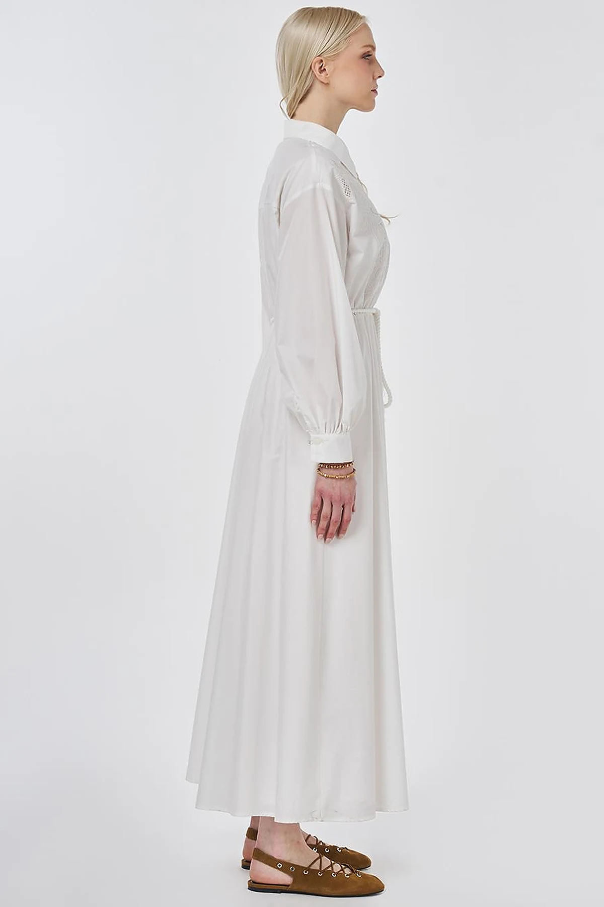 Embroidered Cotton Dress Optic White