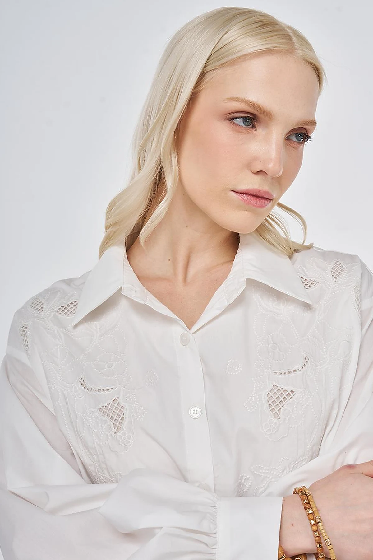 Embroidered Cotton Dress Optic White