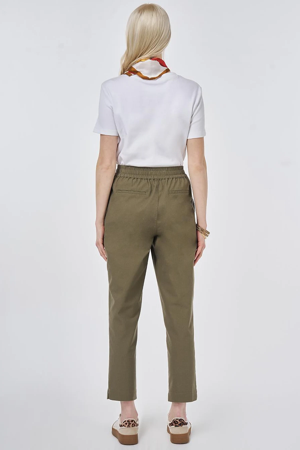 Pileli Rayon Pantolon Haki