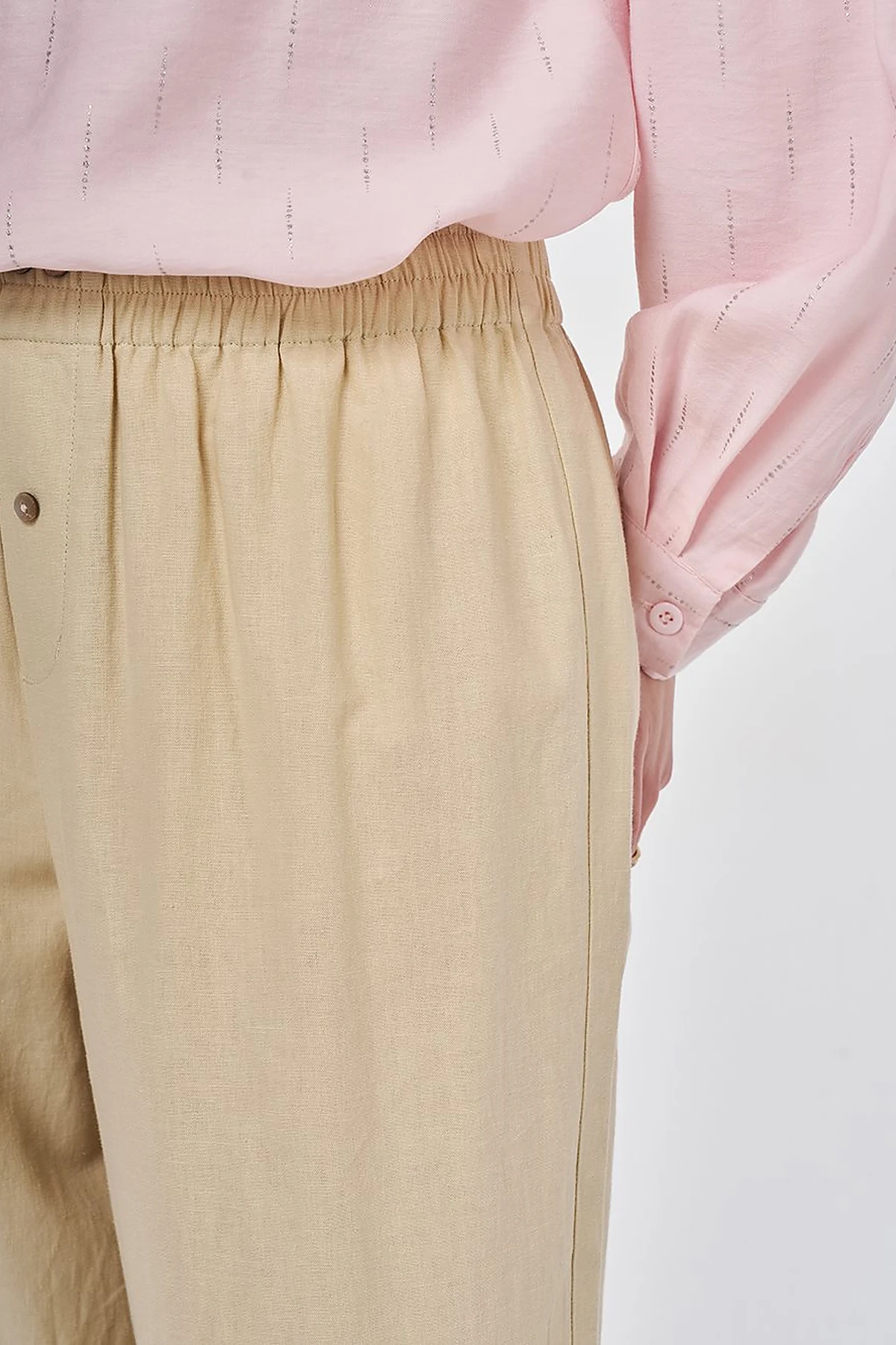 Elastic Waist Linen Trousers Mink